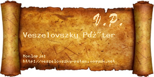 Veszelovszky Péter névjegykártya